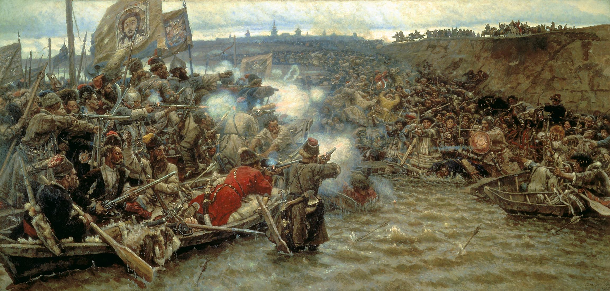Картина Покорение Сибири Ермаком, Суриков, 1895